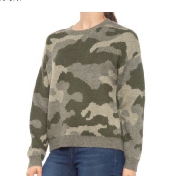 Lucky Brand Wool Blend Crewneck Camo Sweater Size Small - Picture 1 of 15